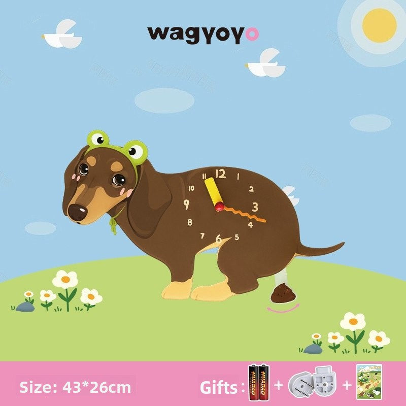 Pet Themed Silent Wall Clock with Moving Decoration