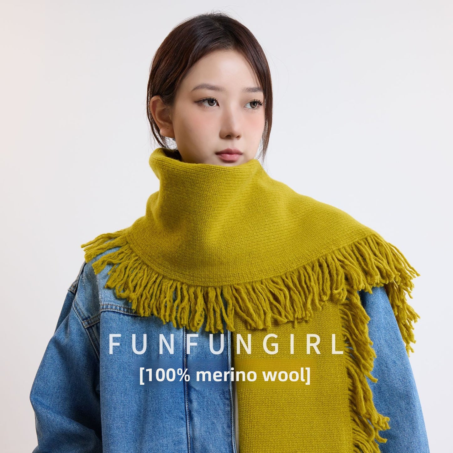 Merino Wool Tassel Scarf Shawl