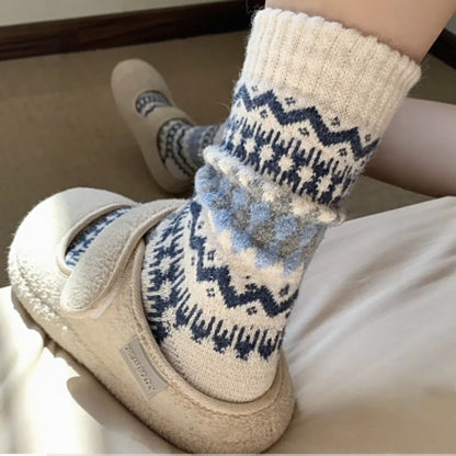 Nordic Fair Isle Wool Winter Socks