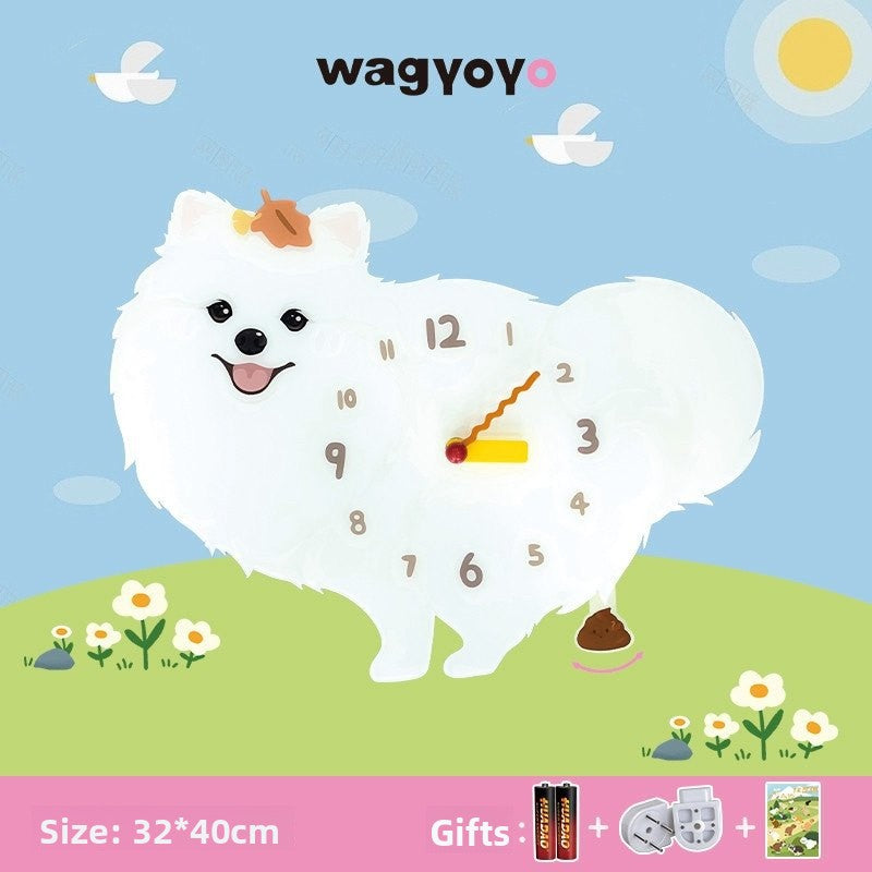 Pet Themed Silent Wall Clock with Moving Decoration