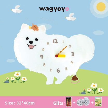 Pet Themed Silent Wall Clock with Moving Decoration