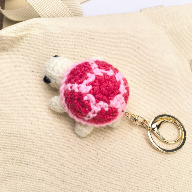 Cartoon Crochet Turtle Keychain DIY Pendant Gift
