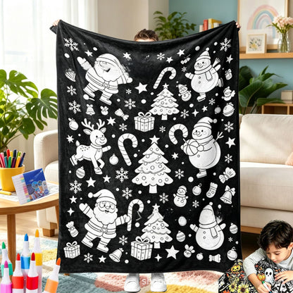 Christmas DIY Coloring Flannel Blanket