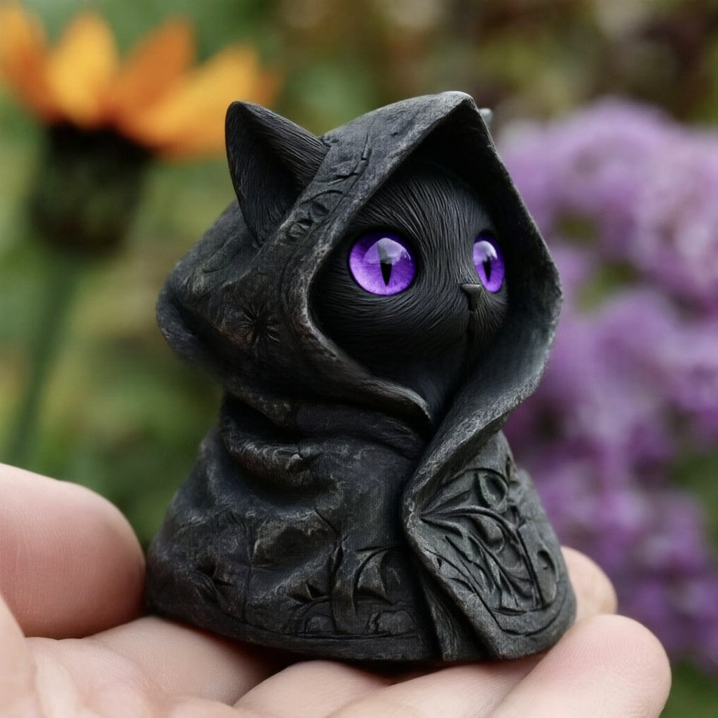 Mysterious Cat in the Hat Statue Resin Figurine Halloween Decoration