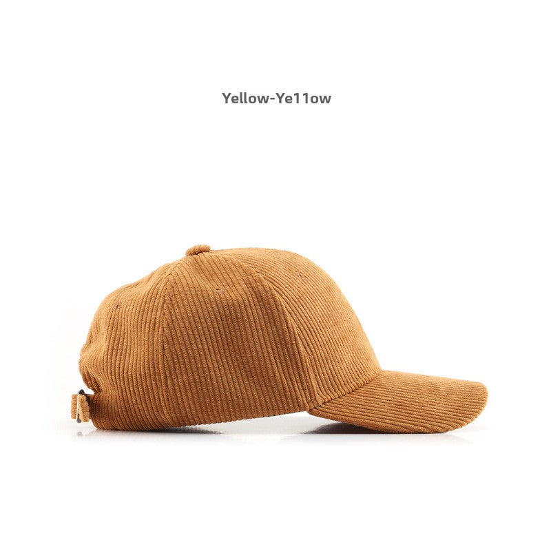 Autumn and Winter Women's Corduroy Emis Style Baseball Cap Japanese Trendy Men's Large Head Circumference Face-Slimming Duckbill Cap