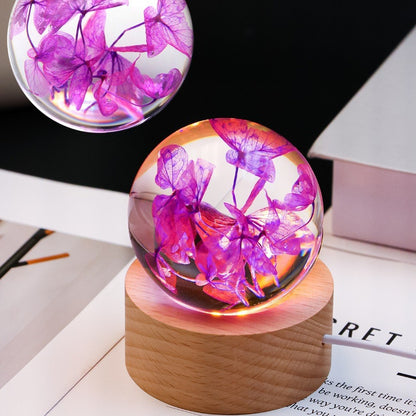 Preserved Flower Resin Crystal Ball Decoration