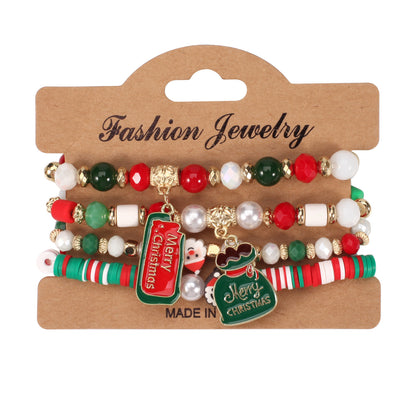 Christmas Beaded Bracelet with Holiday Charms