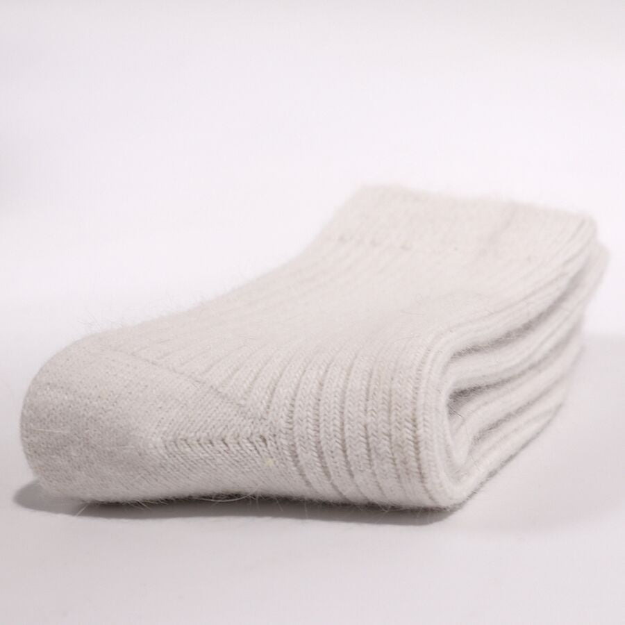 Double Needle Rabbit Wool Blend Fleece Lined Winter Socks