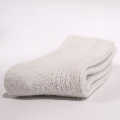 Double Needle Rabbit Wool Blend Fleece Lined Winter Socks