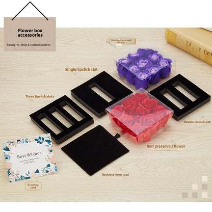 Double Layer Rose Jewelry Gift Box with Drawer