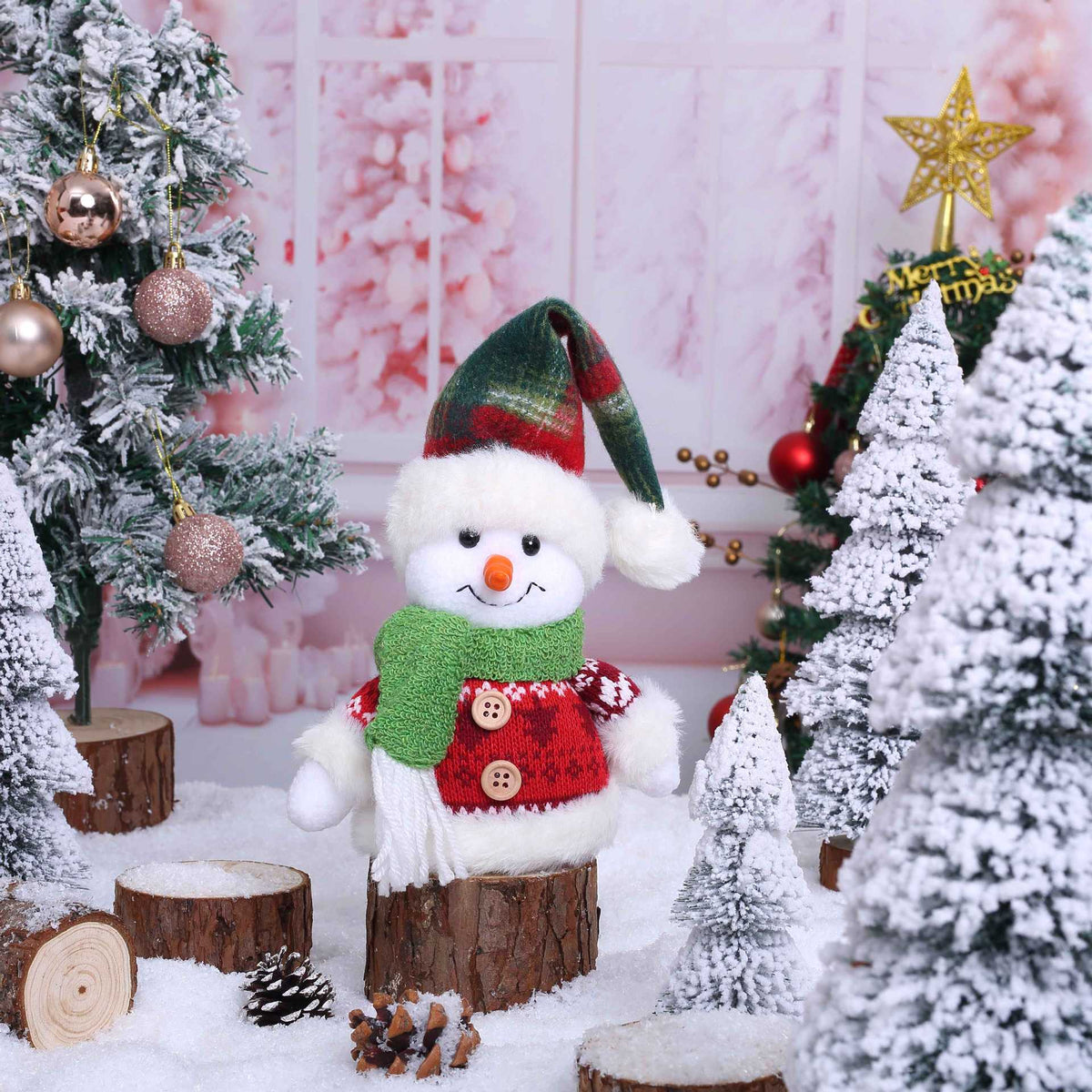 Christmas snowman sitting figure doll