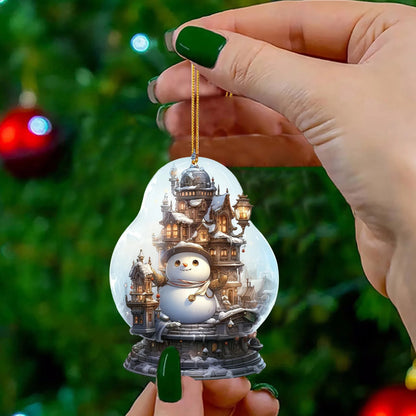 Christmas Snowman 2D Glass Ornament