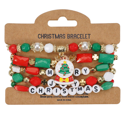 Christmas Beaded Bracelet with Holiday Charms