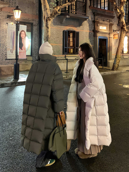 Women's White Duck Down Jacket Winter Warm Mid-length Thickened Coat