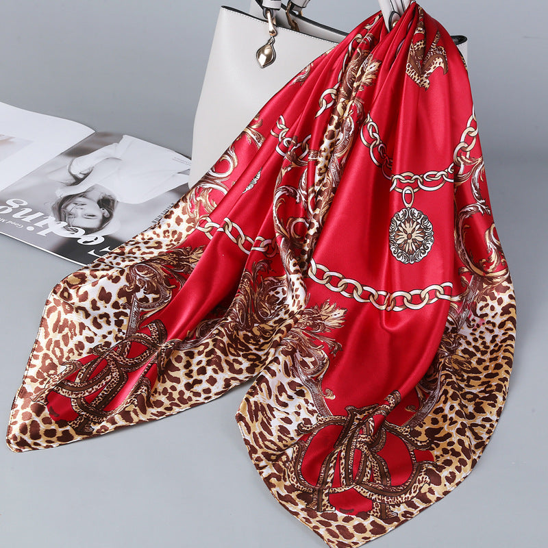 Retro Cashew Pattern Silk Scarf, Large Square Scarf for Women, Stylish and Fashionable for Spring, Autumn, and Winter, Thin Summer Shawl