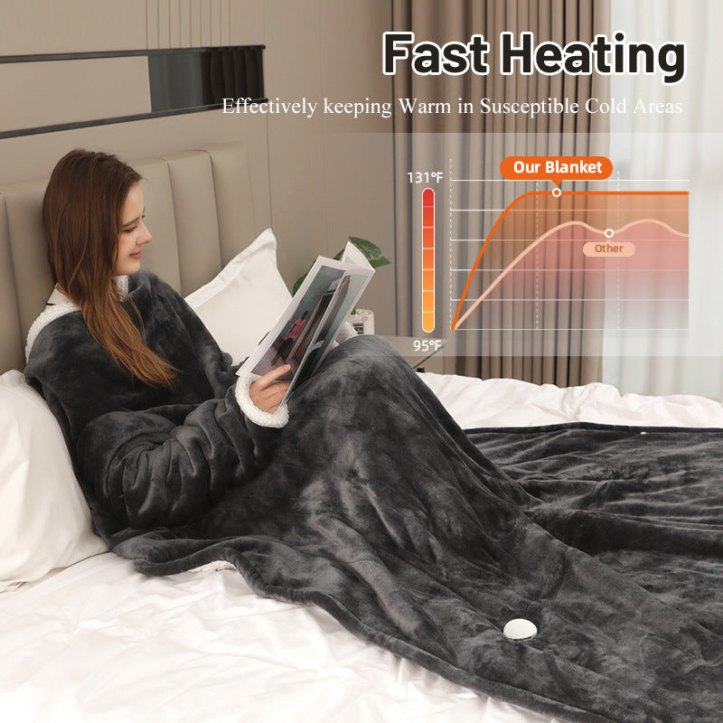 Wearable Electric Blanket with Sleeves and Foot Pockets