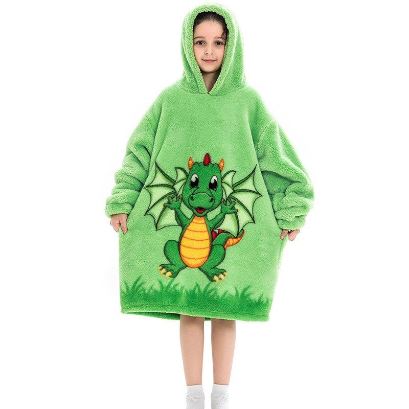 Turtleneck and patch front hooded blanket
