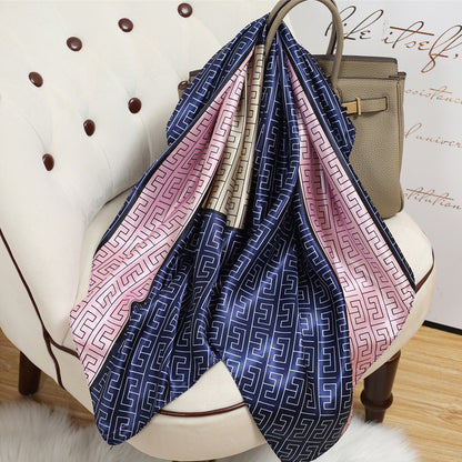Retro Cashew Pattern Silk Scarf, Large Square Scarf for Women, Stylish and Fashionable for Spring, Autumn, and Winter, Thin Summer Shawl