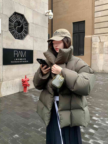 Women's White Duck Down Jacket Winter Warm Mid-length Thickened Coat