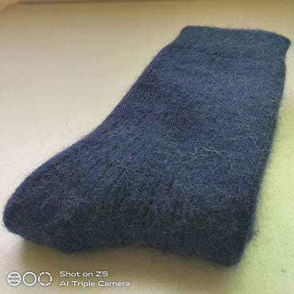 Double Needle Rabbit Wool Blend Fleece Lined Winter Socks