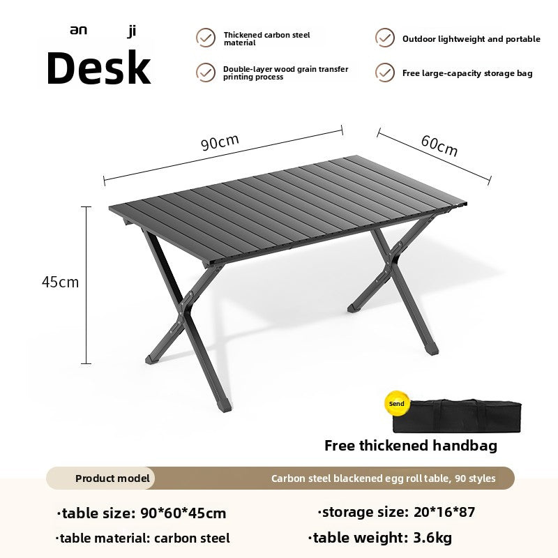 Portable Outdoor Folding Picnic Table with Wood Grain Surface