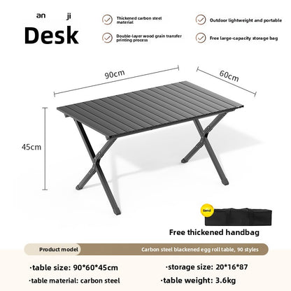 Portable Outdoor Folding Picnic Table with Wood Grain Surface