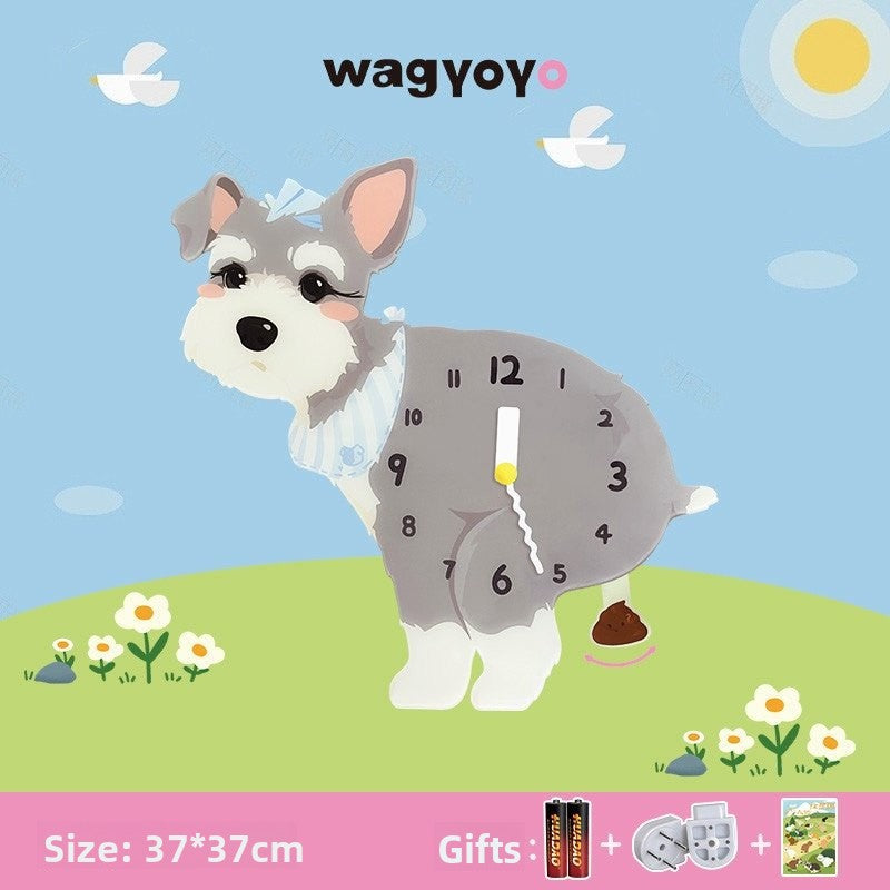 Pet Themed Silent Wall Clock with Moving Decoration