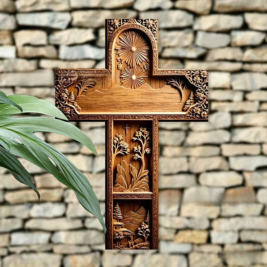 Retro Wooden Wall Cross Decoration