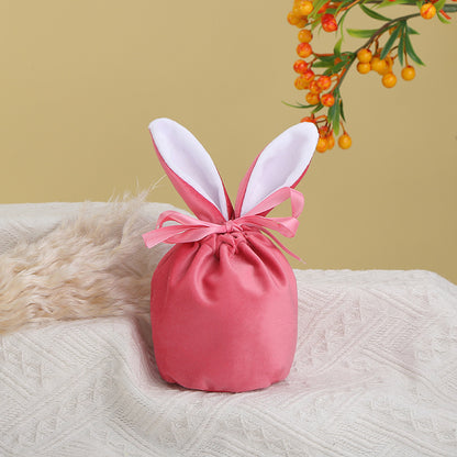 Cross Border Easter Rabbit Ears Velvet Bag Gift Box Candy Box Party Gift Candy Box Creative Ins Bundle Pocket