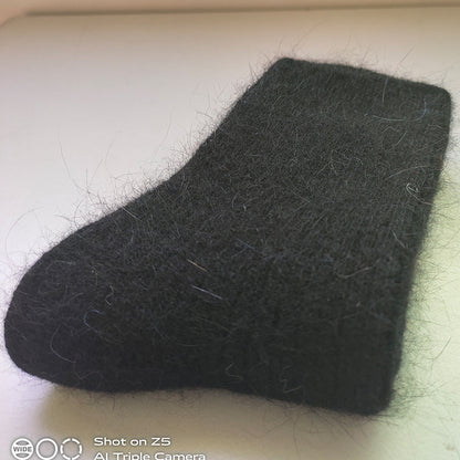 Double Needle Rabbit Wool Blend Fleece Lined Winter Socks