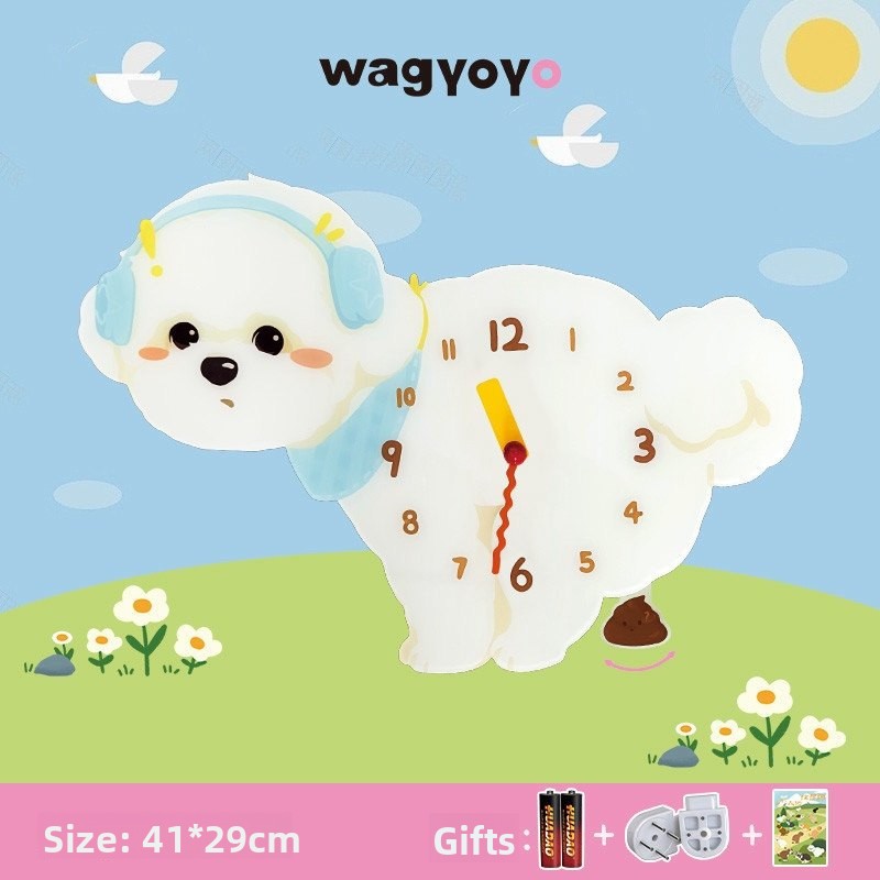 Pet Themed Silent Wall Clock with Moving Decoration