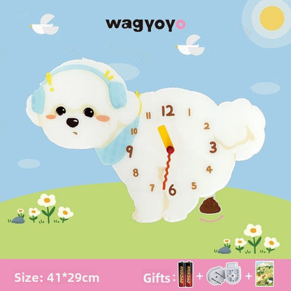 Pet Themed Silent Wall Clock with Moving Decoration