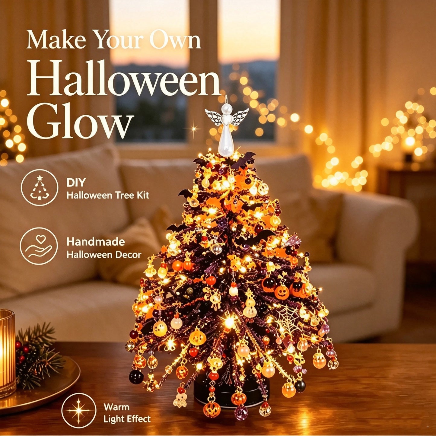 DIY Beaded Christmas Tree Kit with Lights