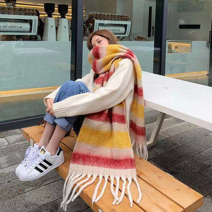 Color Plaid Winter Scarf for Women