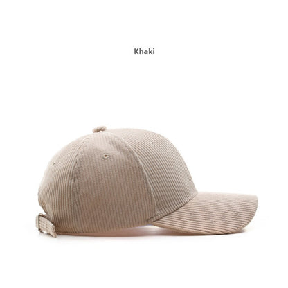 Autumn and Winter Women's Corduroy Emis Style Baseball Cap Japanese Trendy Men's Large Head Circumference Face-Slimming Duckbill Cap