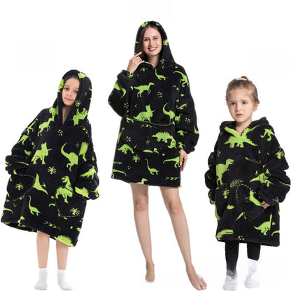 Turtleneck and patch front hooded blanket