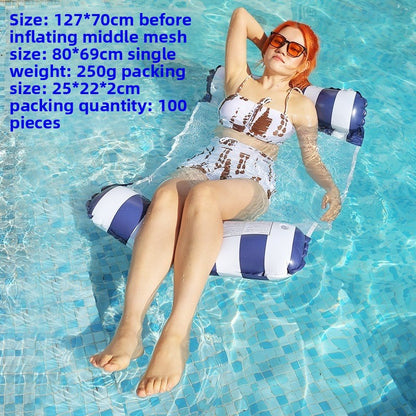 Foldable inflatable backrest striped float
