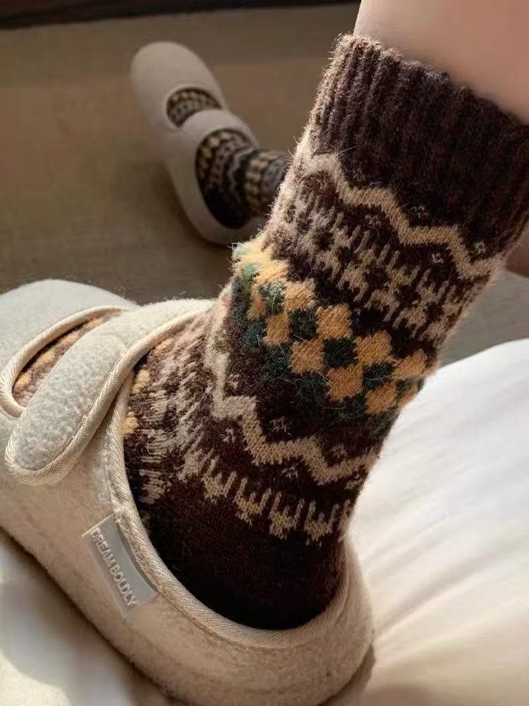 Nordic Fair Isle Wool Winter Socks