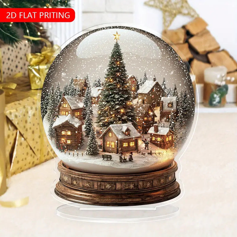 Christmas Snowman 2D Glass Ornament