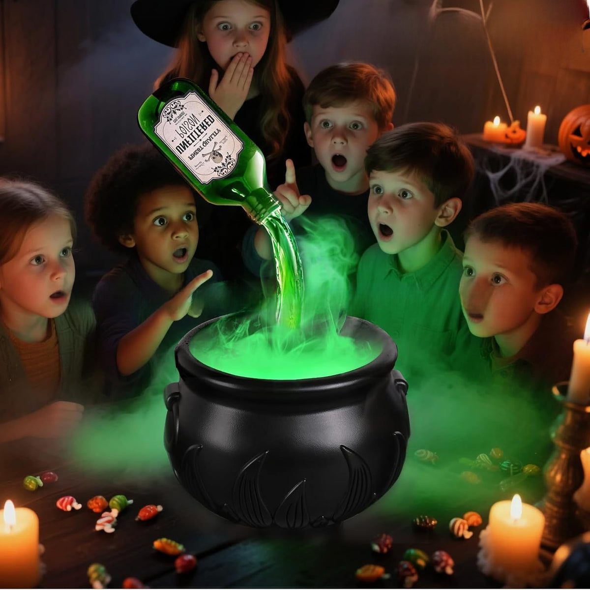 Halloween Decoration Flame Witch Bucket Indoor Decor Party Prop