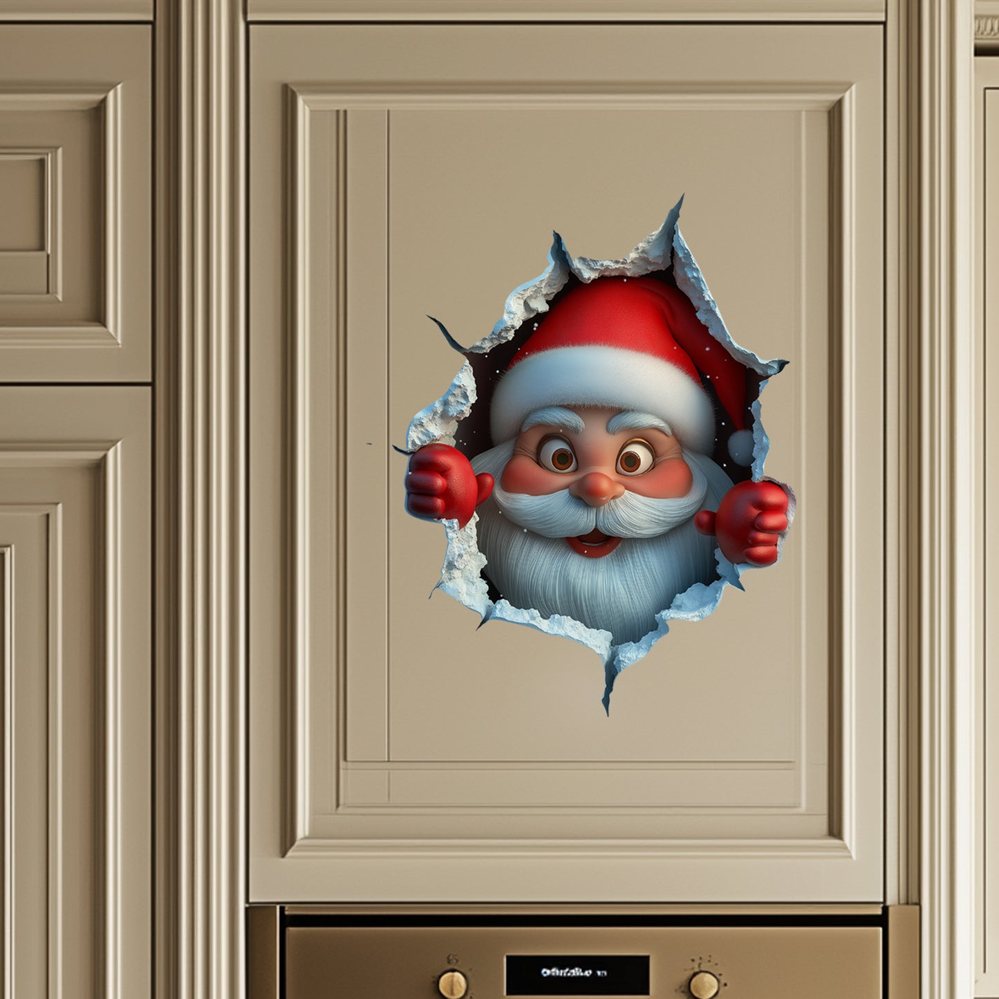 Christmas Santa Claus Wall Decal with Broken Wall Effect