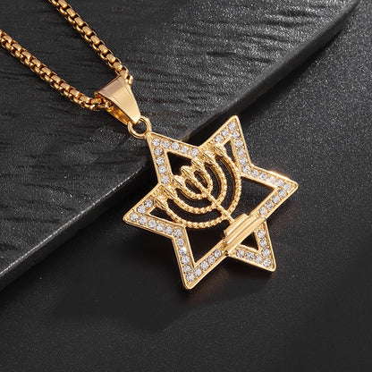 Titanium Steel Star of David Pendant Necklace