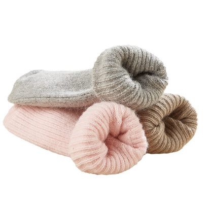 Double Needle Rabbit Wool Blend Fleece Lined Winter Socks