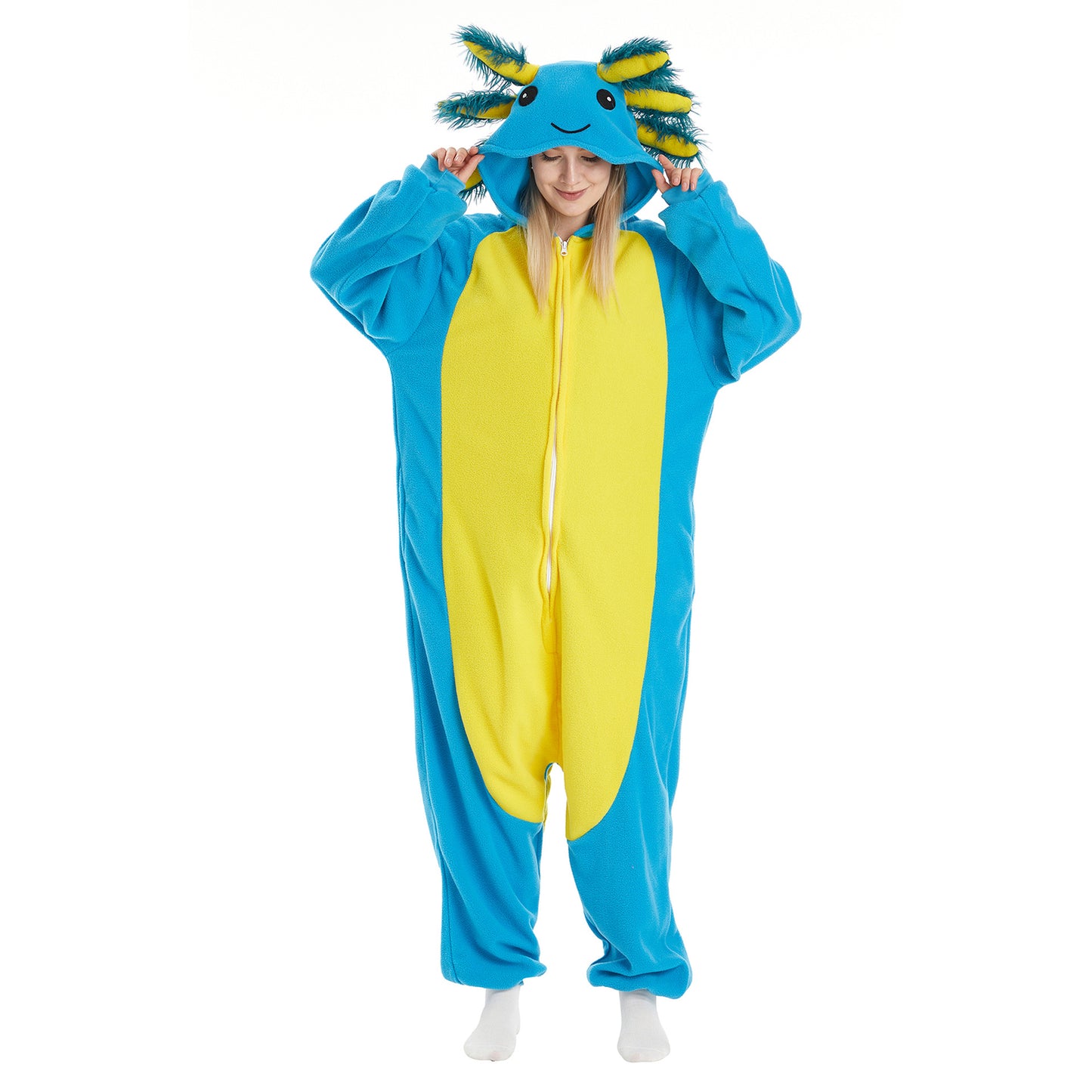 Halloween Fleece Hooded Onesie Funny Outfit Couple Cartoon Loungewear