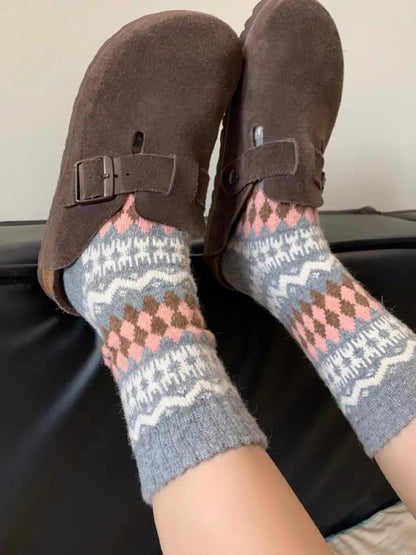 Nordic Fair Isle Wool Winter Socks