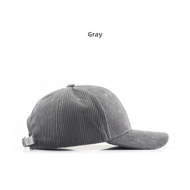 Autumn and Winter Women's Corduroy Emis Style Baseball Cap Japanese Trendy Men's Large Head Circumference Face-Slimming Duckbill Cap