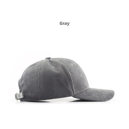 Autumn and Winter Women's Corduroy Emis Style Baseball Cap Japanese Trendy Men's Large Head Circumference Face-Slimming Duckbill Cap