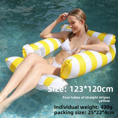 Foldable inflatable backrest striped float
