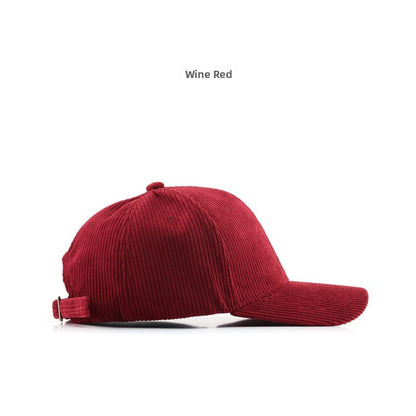 Autumn and Winter Women's Corduroy Emis Style Baseball Cap Japanese Trendy Men's Large Head Circumference Face-Slimming Duckbill Cap