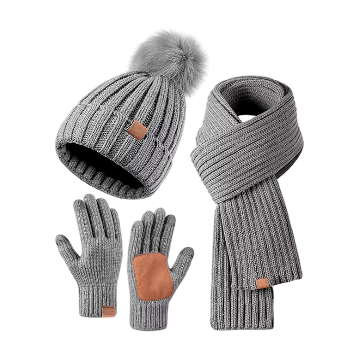 Winter Knitted Hat Scarf Gloves